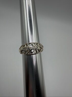 Sterling Silver 925 Filigree Scroll Band Ring size 8